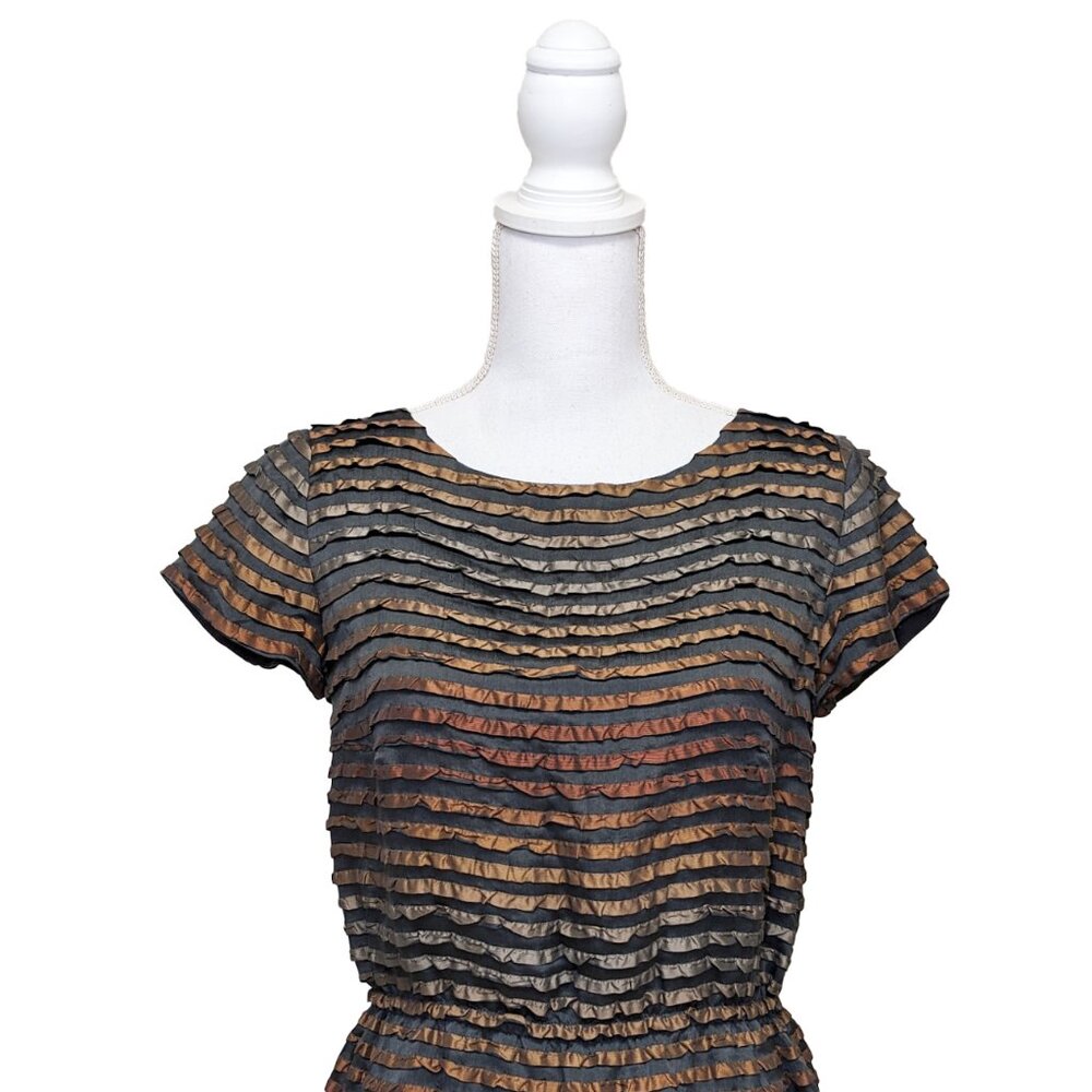 BEHNAZ SARAFPOUR Silk-Blend Sheath Dress with Ruffled Ribbons - Picture 3 of 7